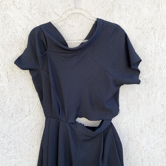 Rachel Comey Tie Shoulder Cut Out Waist Straight Leg Crepe Jumpsuit Sz 8 Navy - Picture 3 of 14